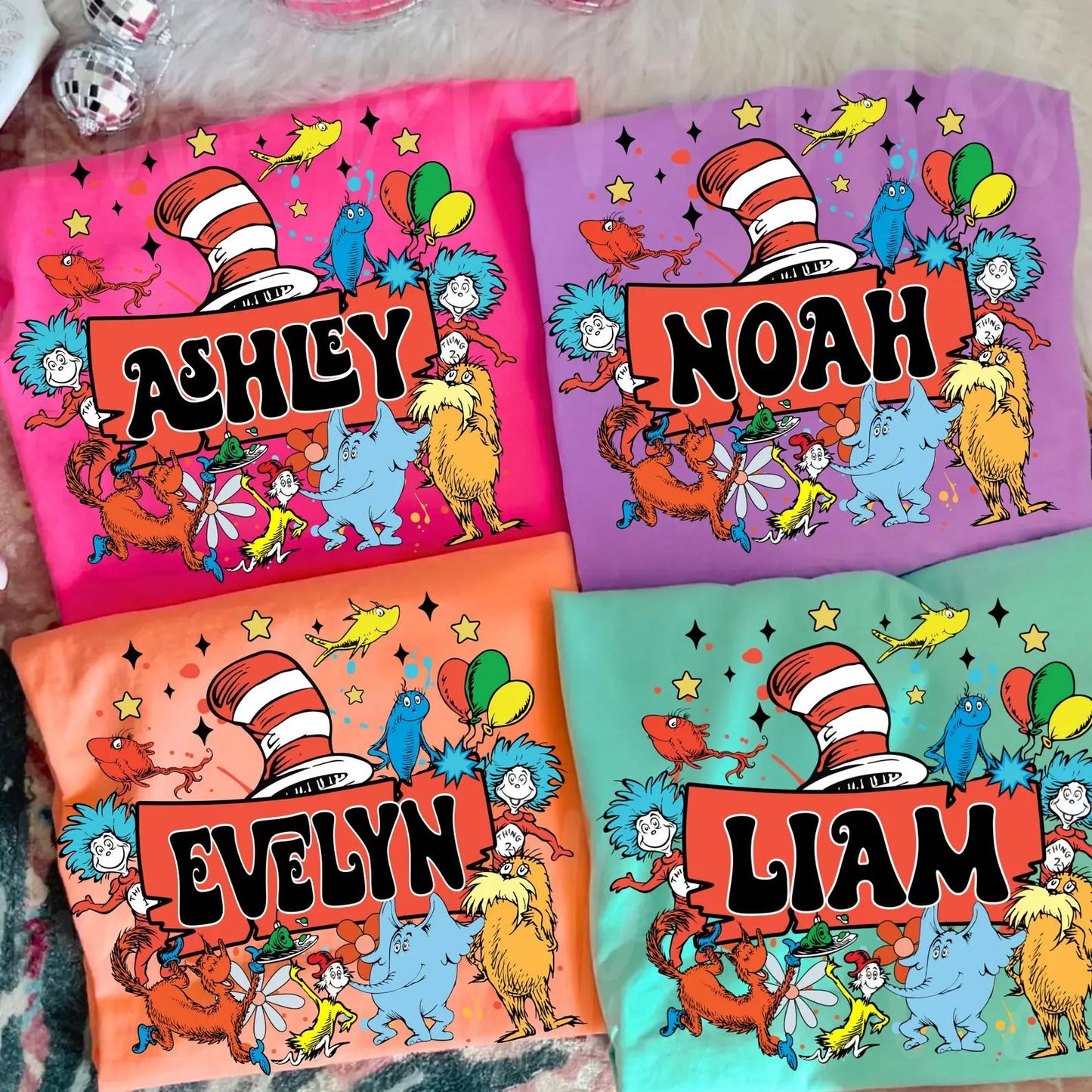 Custom name tees for Seuss week