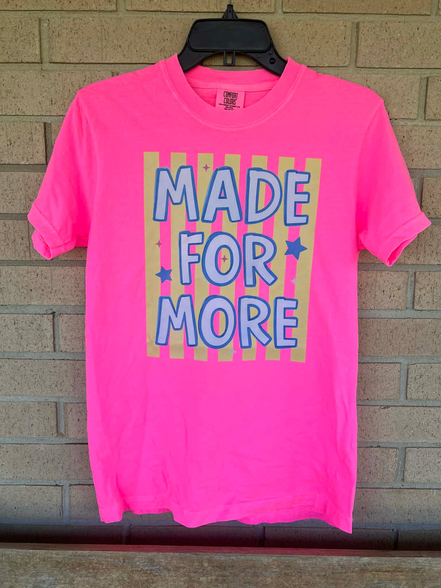 Made for more stripped background tee