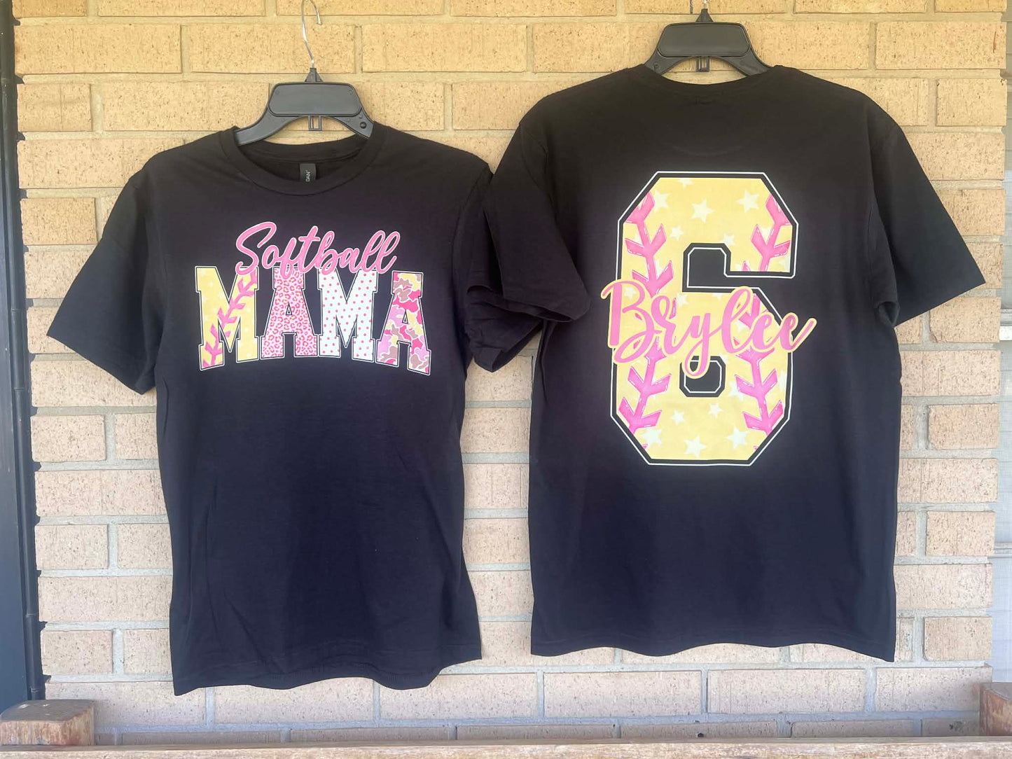 softball Mama custom back name and number tee