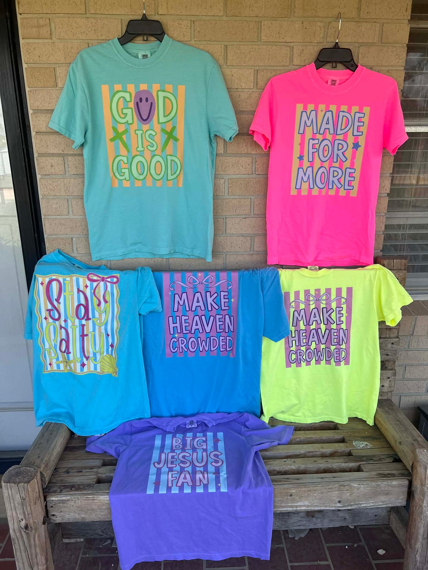 God is good stripped background tee