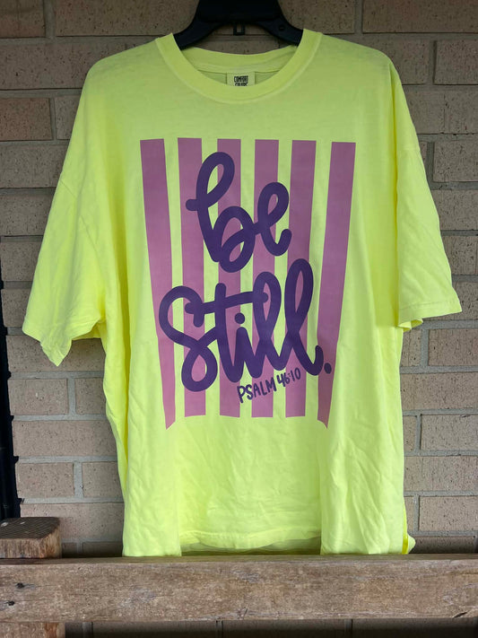 be still psalm 46:10 stripped background tee