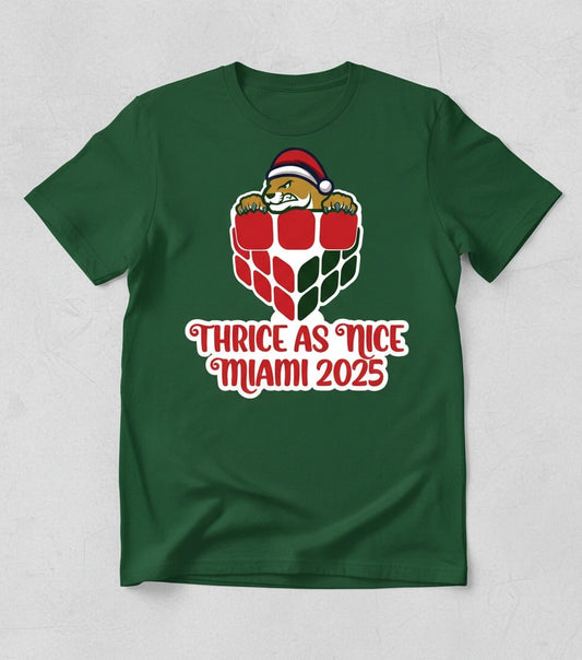 Thrice as Nice Miami Cubing Cubers full front design Tee