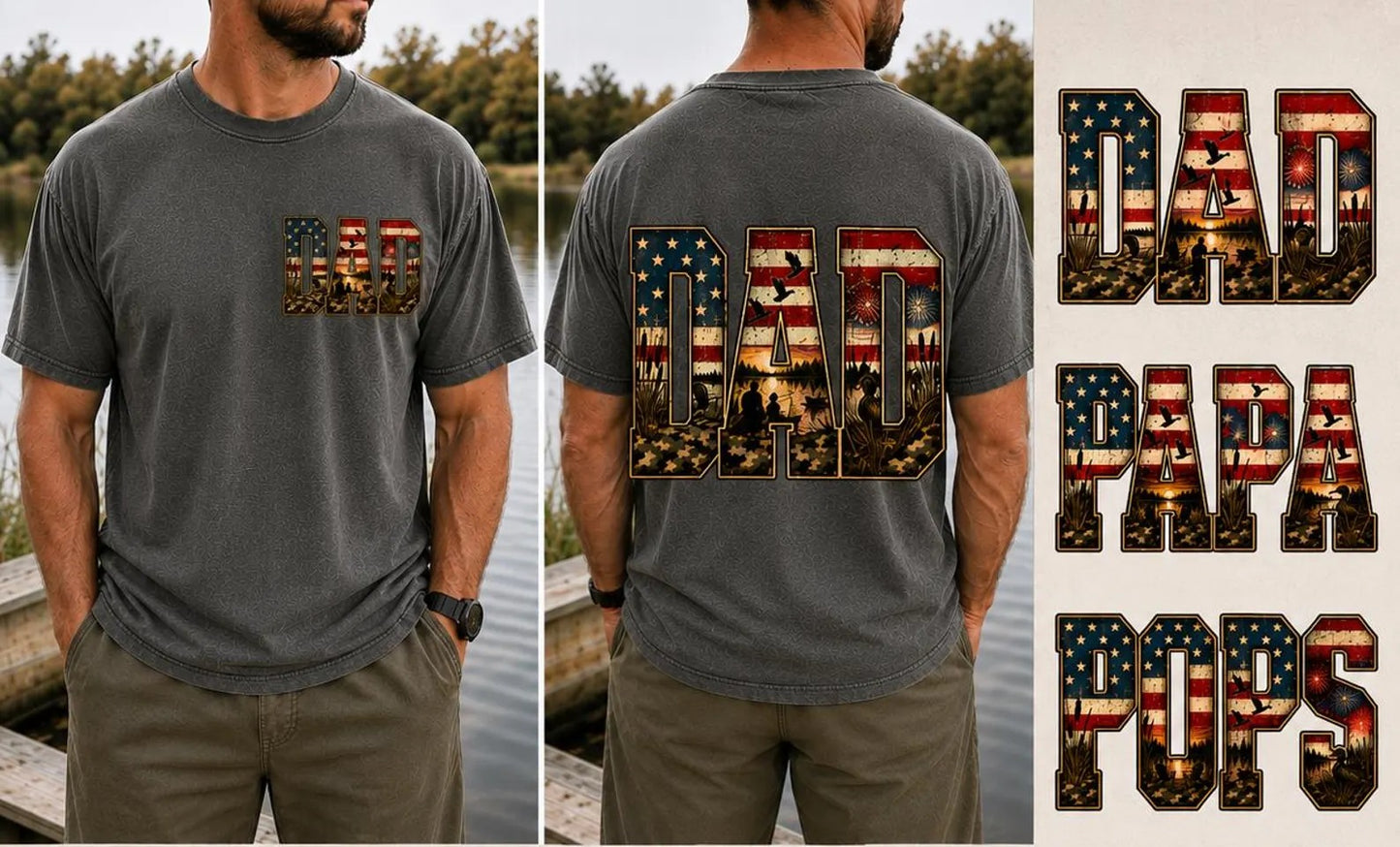 Patriotic dad hunting title tee