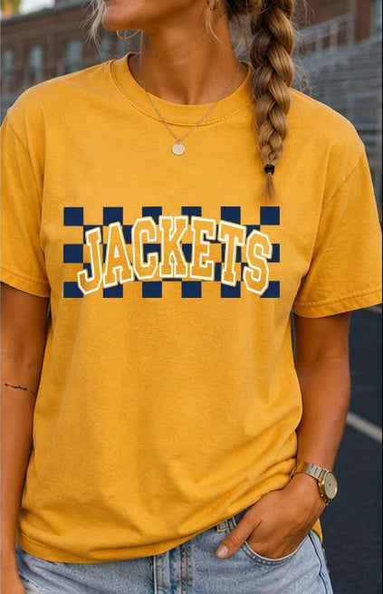 gold Jackets navy checkered tees