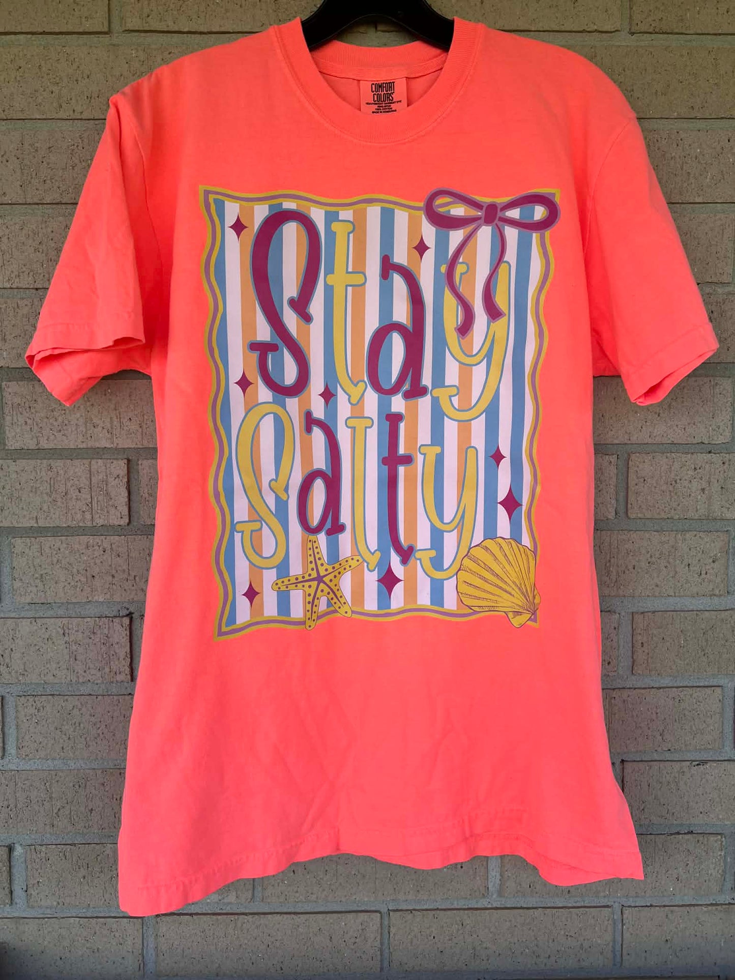stay salty stripped background tee