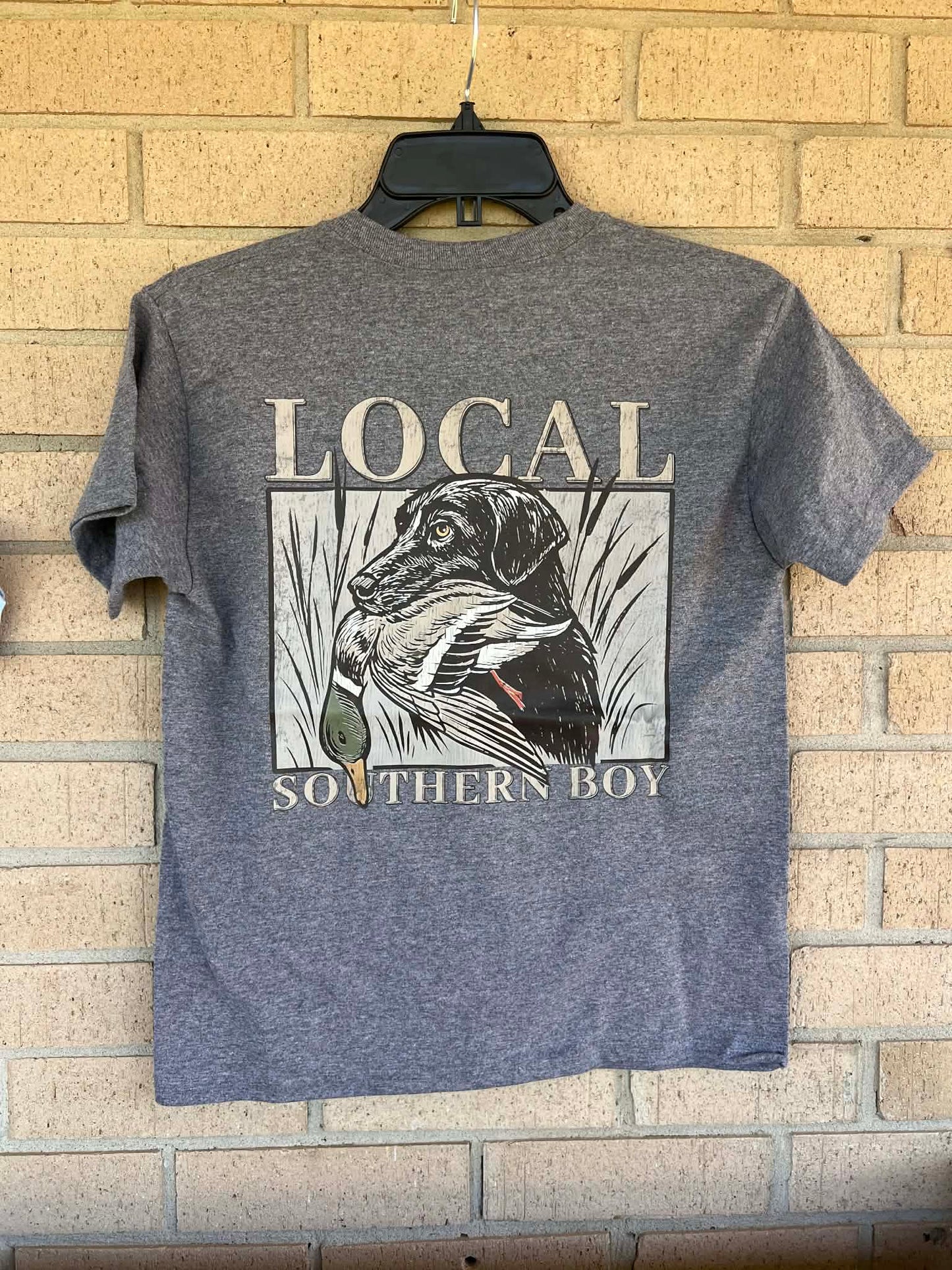 Black lab with duck local southern boy tee