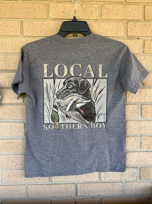 Black lab with duck local southern boy tee