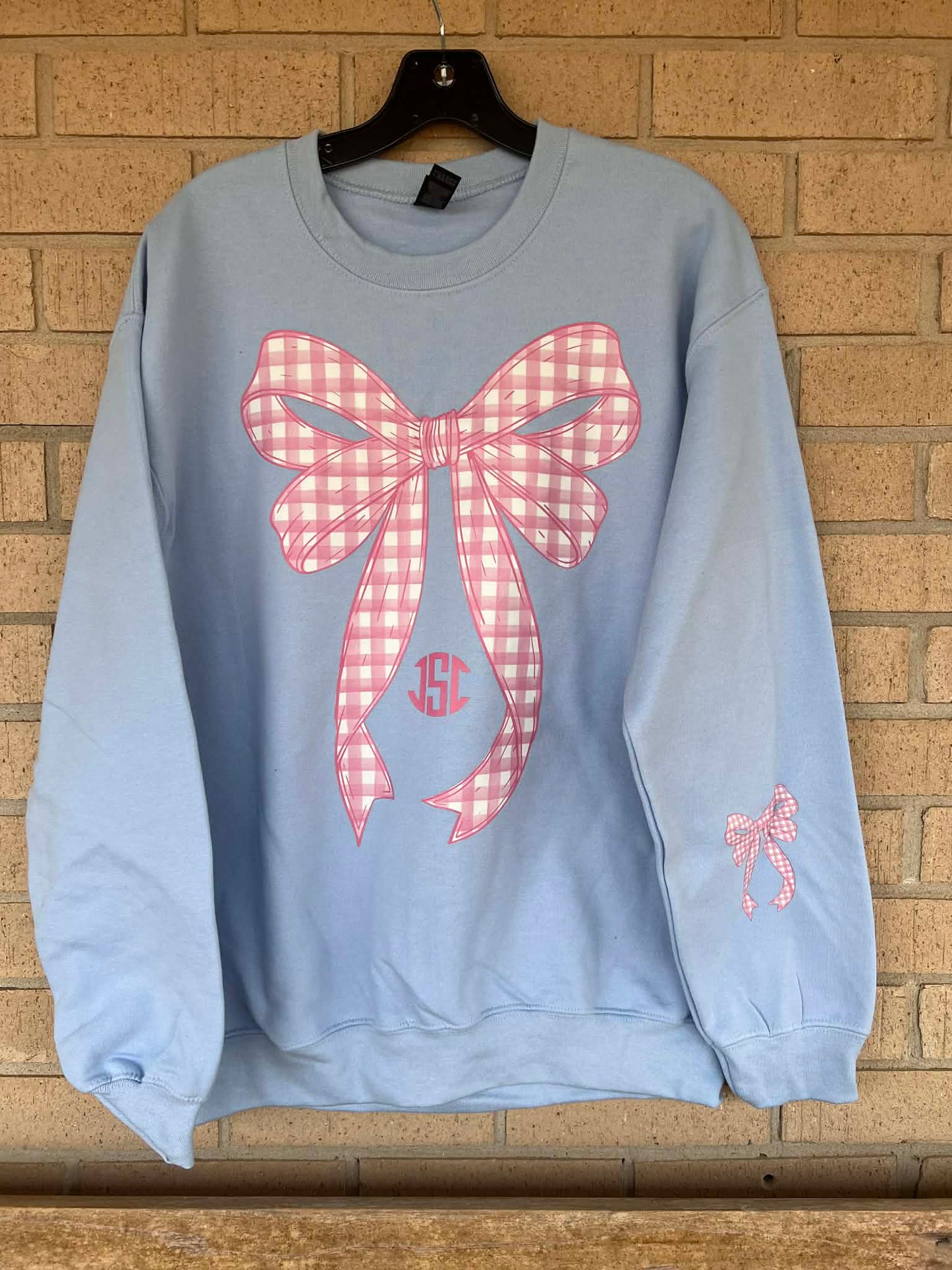 Monogram pink bow sweatshirts