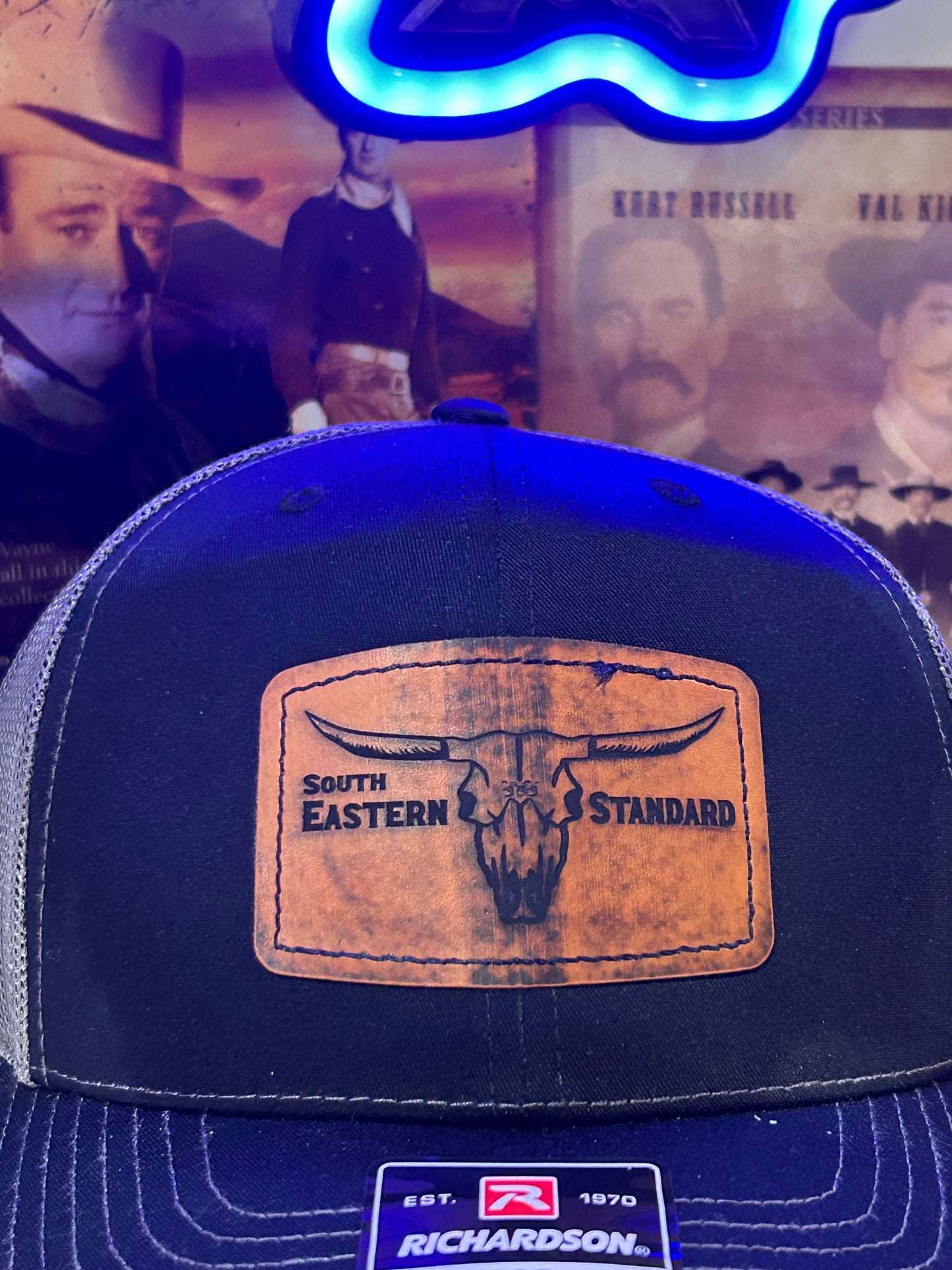 Leather patch hats