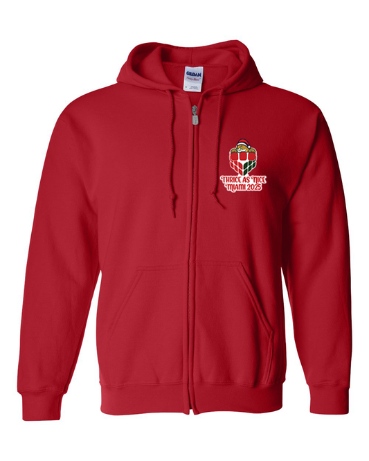 Thrice as Nice Miami Cubing Cubers POCKET PRINT ZIP FRONT HOODIE