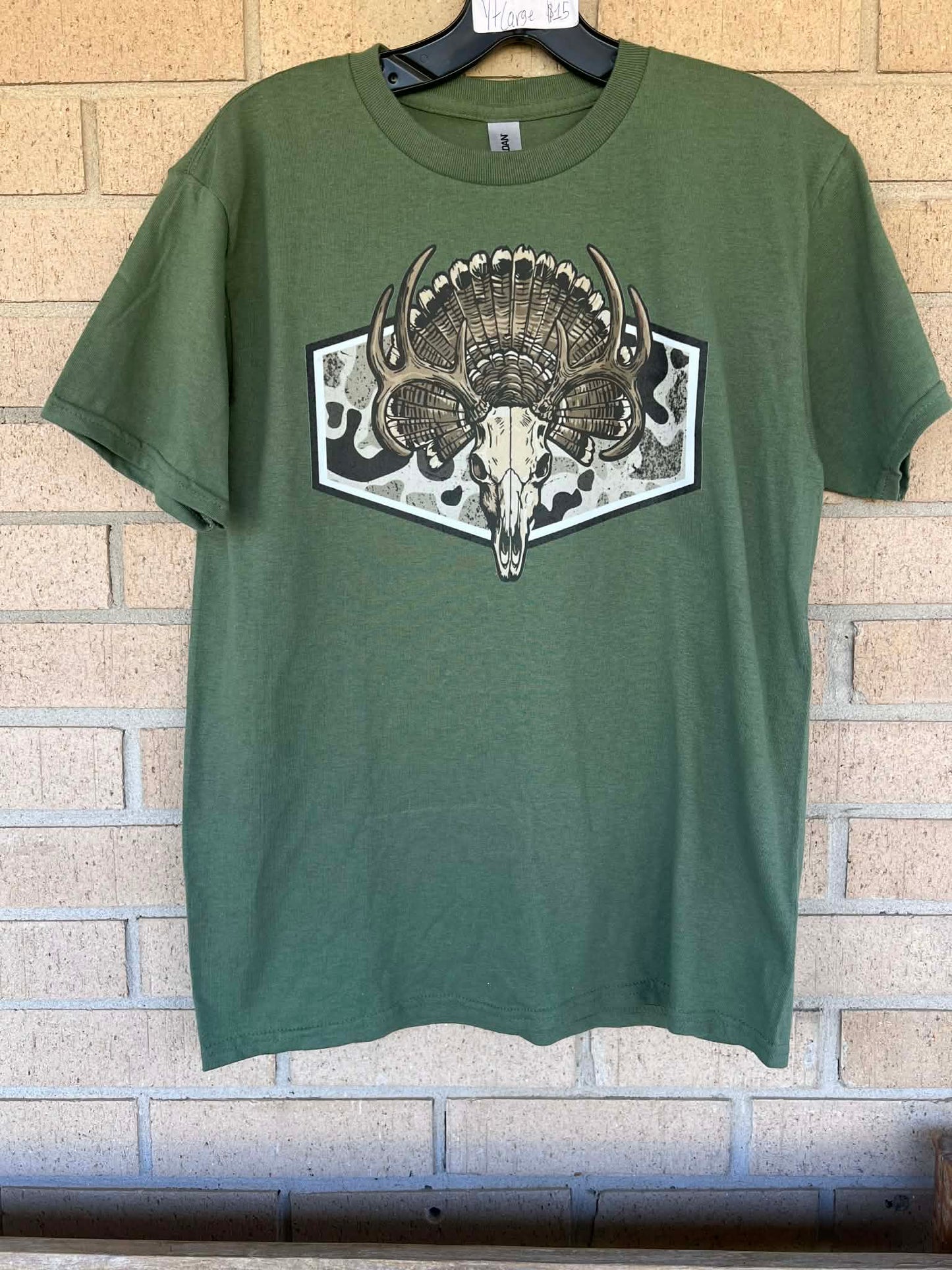 Buck skull and turkey camo hunting tee