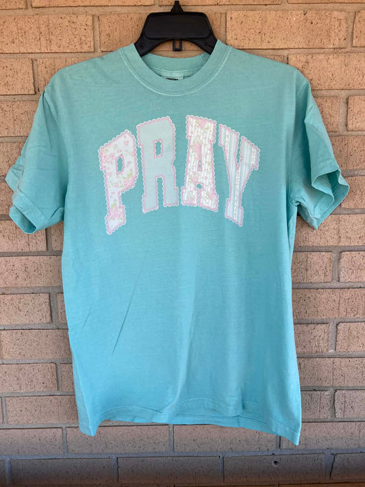 Pastel floral with lace PRAY tee