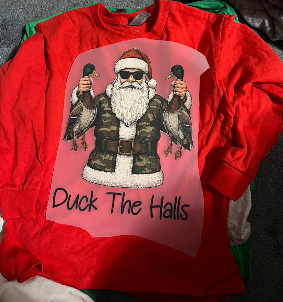 Duck the halls redneck Santa tee