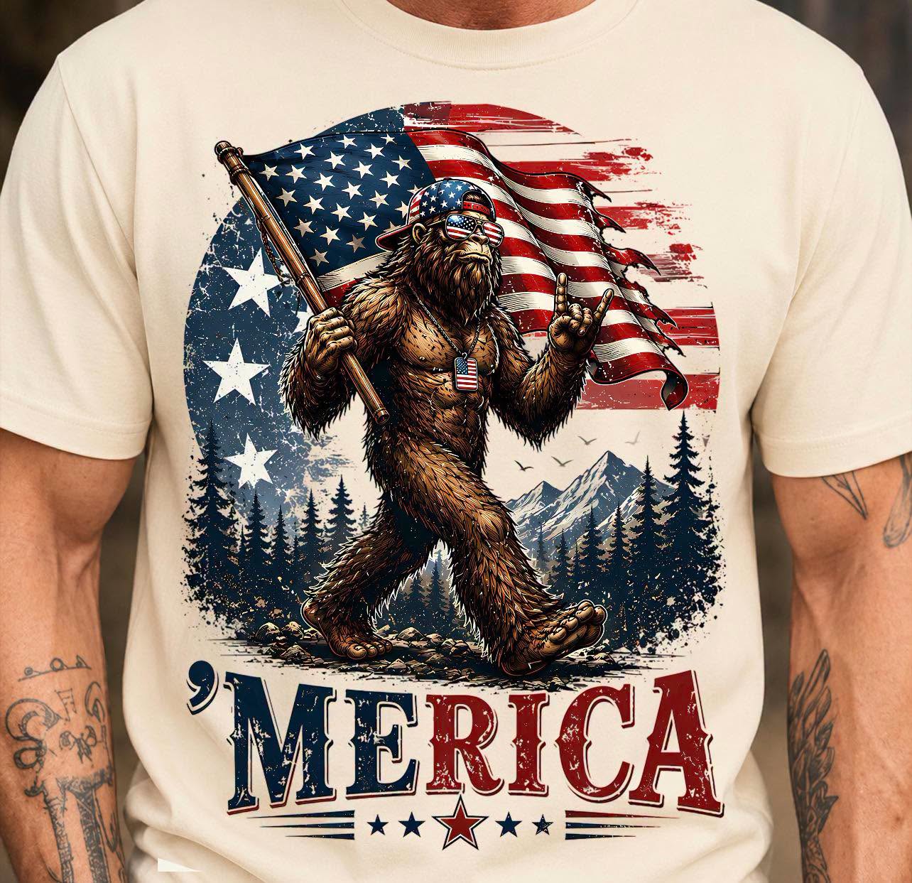 Merica tee bigfoot tee