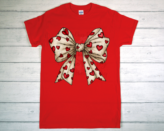Bow with red hearts tee