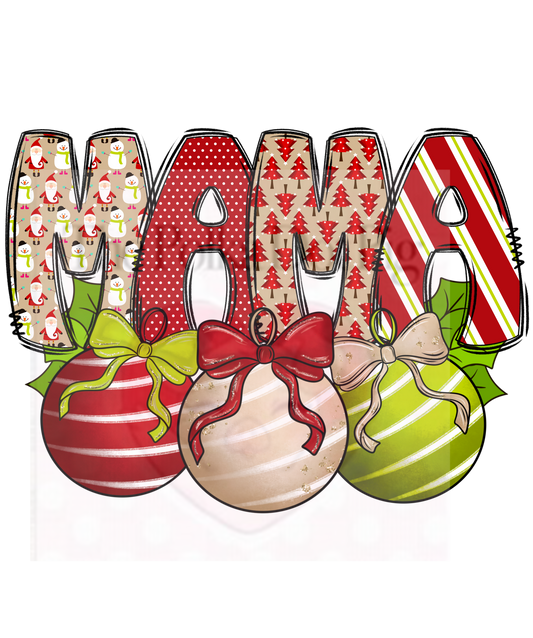Mama with christmas ball ornaments print only